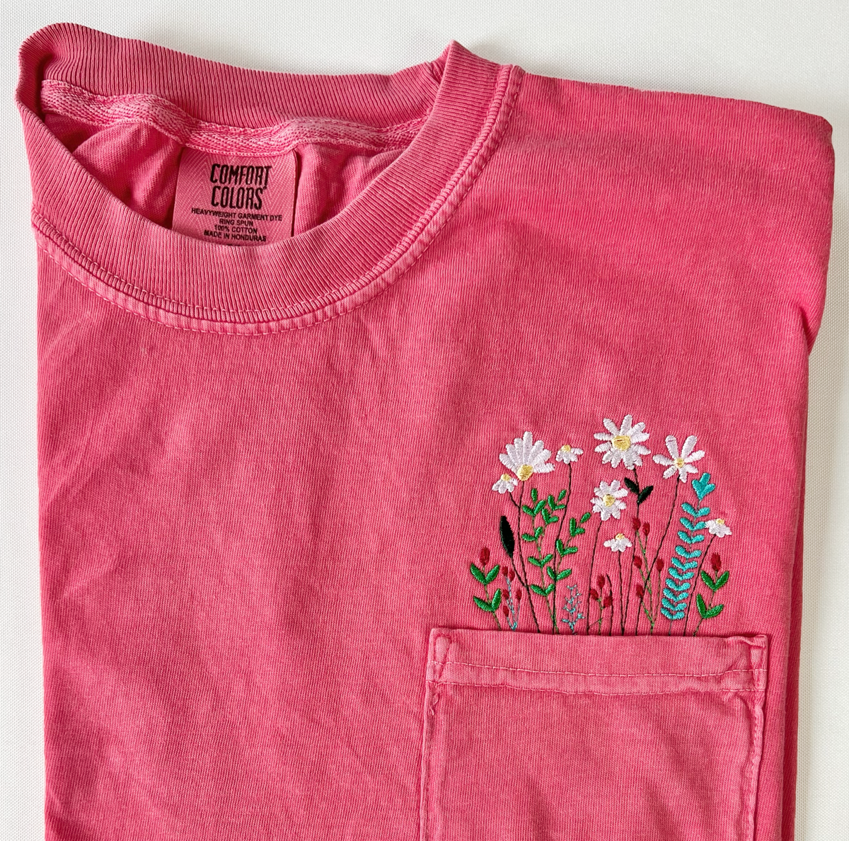 Pocket Full of Wildflowers Hand Embroidered Shirt – Maddy Lee Made