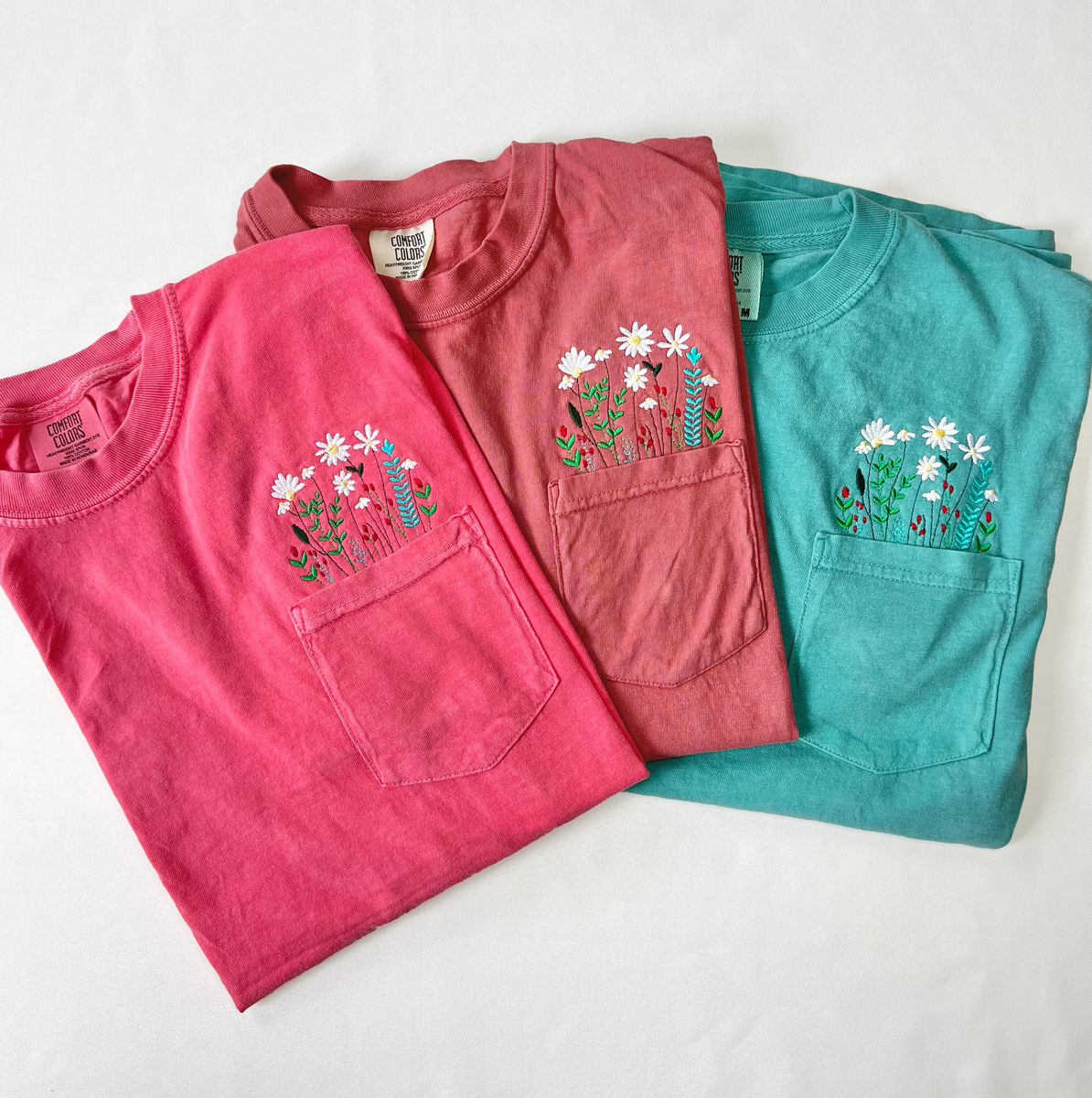 Pocket Full of Wildflowers Hand Embroidered Shirt – Maddy Lee Made